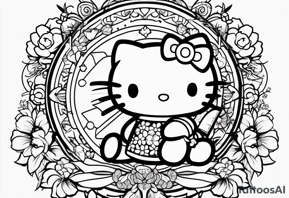 cute tattoo hello kitty and kurumi  sketches for girls in 21 century tattoo idea