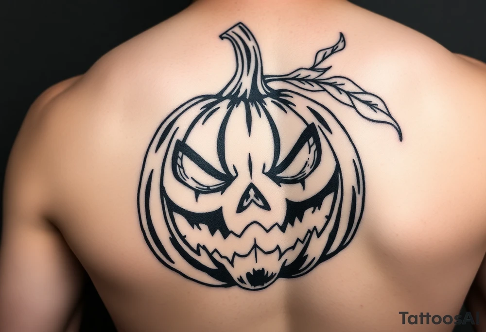 Spooky carved pumpkin 
With sad evil tattoo idea