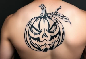 Spooky carved pumpkin 
With sad evil tattoo idea