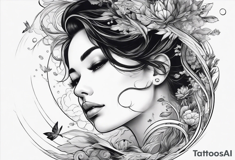 girl floating on still water
aerial view tattoo idea