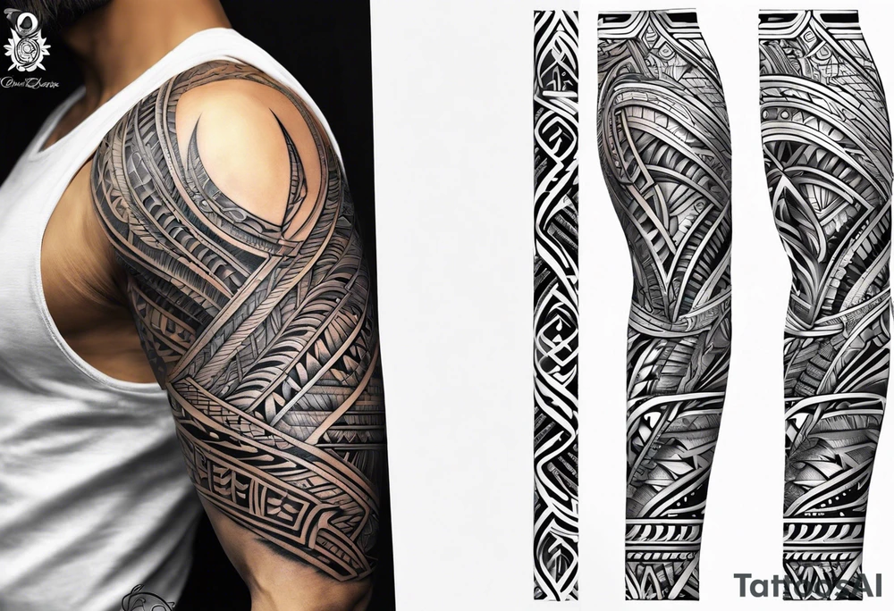 Polynesian tribal pattern forearm tattoo idea