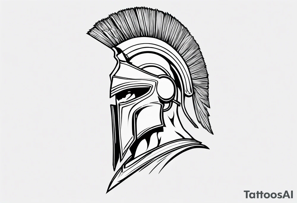 rectangular landscape format ultra-fine line linework vector of a spartan from the side, spartan spear, spartan shield, laurel wreath tattoo idea