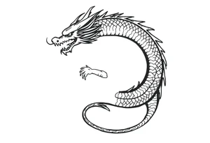 Beautiful asian dragon in the shape of a circle, eating its own tail tattoo idea