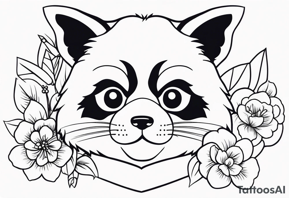 Red panda lucky cat tattoo idea