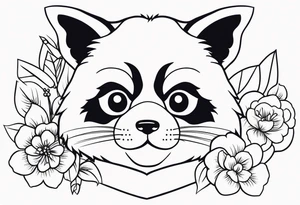 Red panda lucky cat tattoo idea