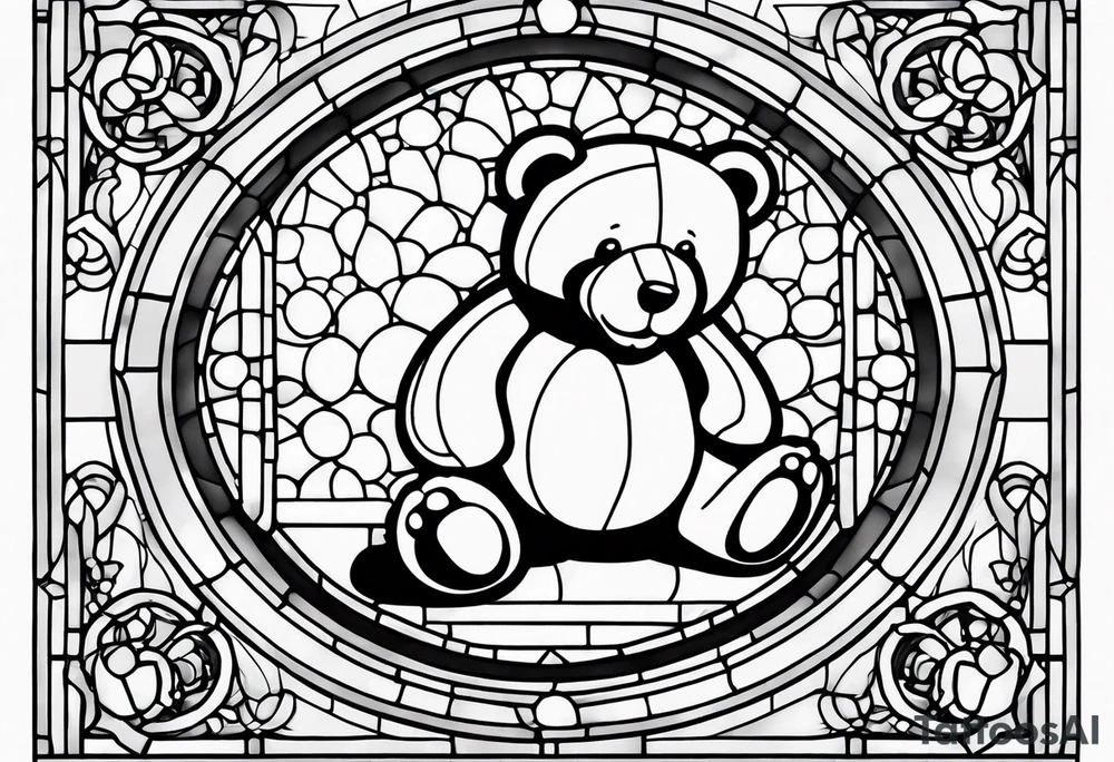 Teddy bear stain glass tattoo idea