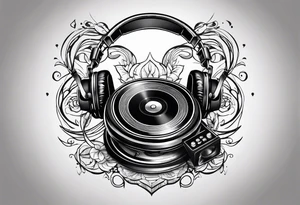 Dj decks and headphones tattoo idea