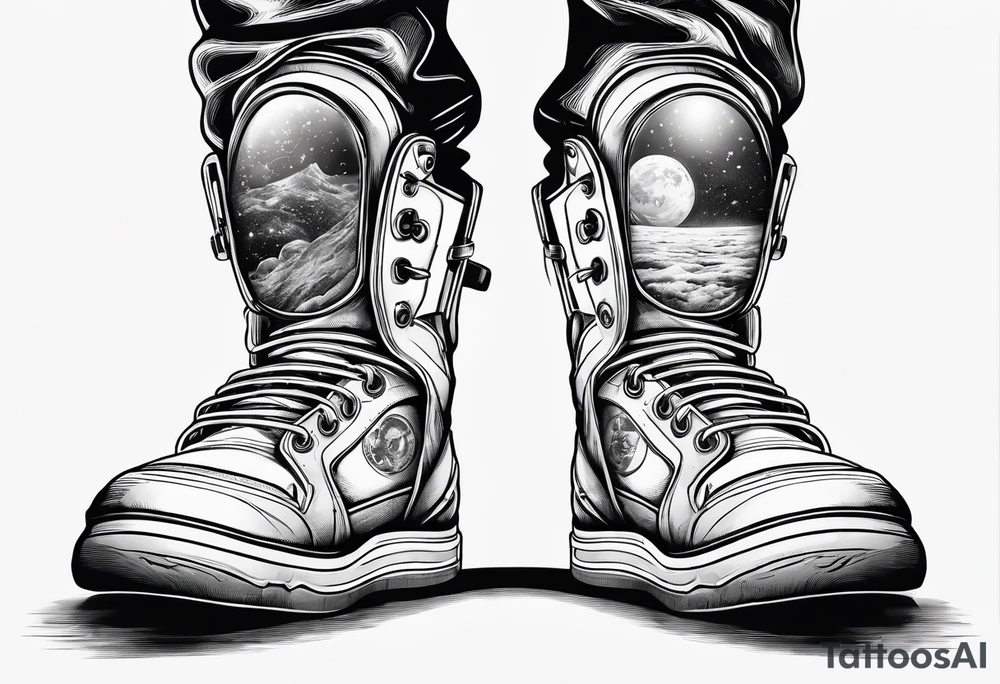 standing astronaut legs and feet tattoo idea