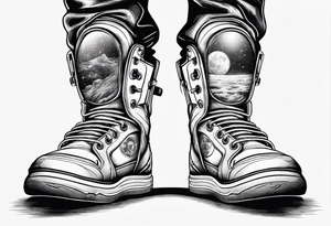 standing astronaut legs and feet tattoo idea