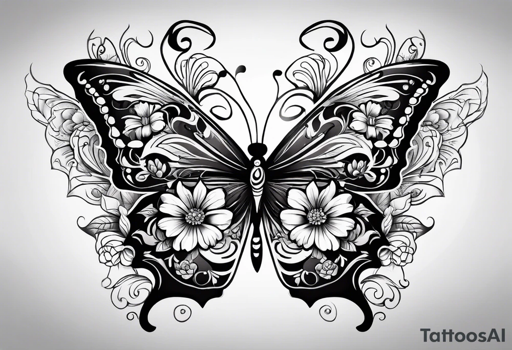 day of the dead butterfly tattoo idea