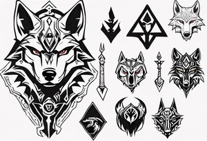 simple wolf head from zelda twilight princess front tattoo idea