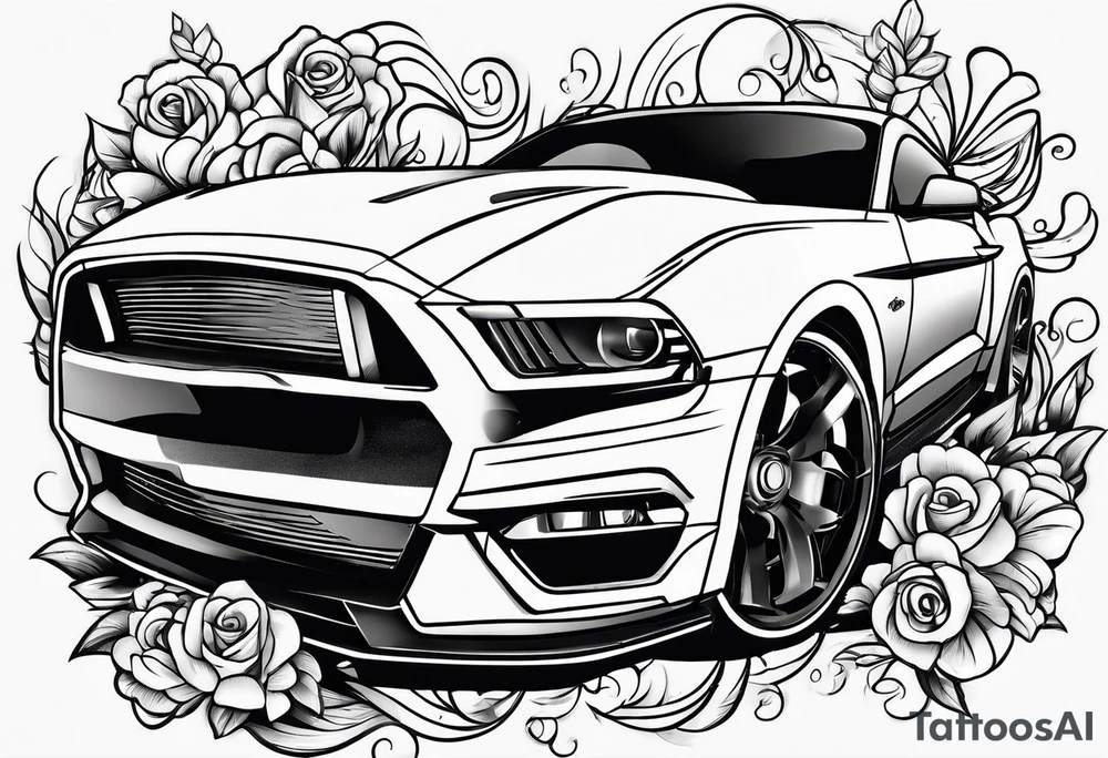 Bowling and ford mustang cars tattoo idea