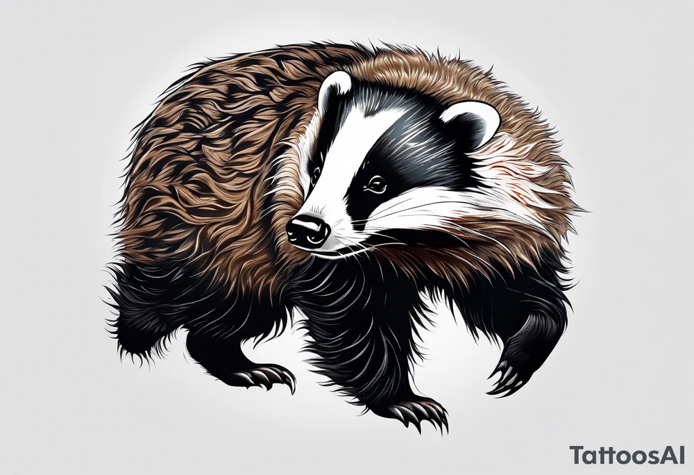 badger mouth open tattoo idea
