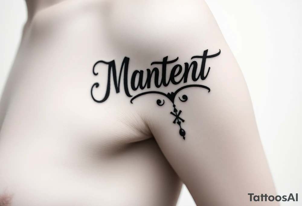 Martinez tribal lettering ,shoulder dropping down to arm tattoo idea