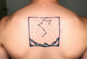 Night sky with a constellation seen through a frame of silhouette tattoo idea
