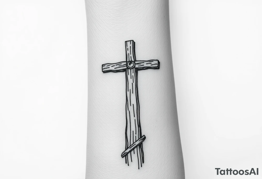 a wooden 12kv pole. Make the pole a cross that has a hidden resemblance to god. tattoo idea
