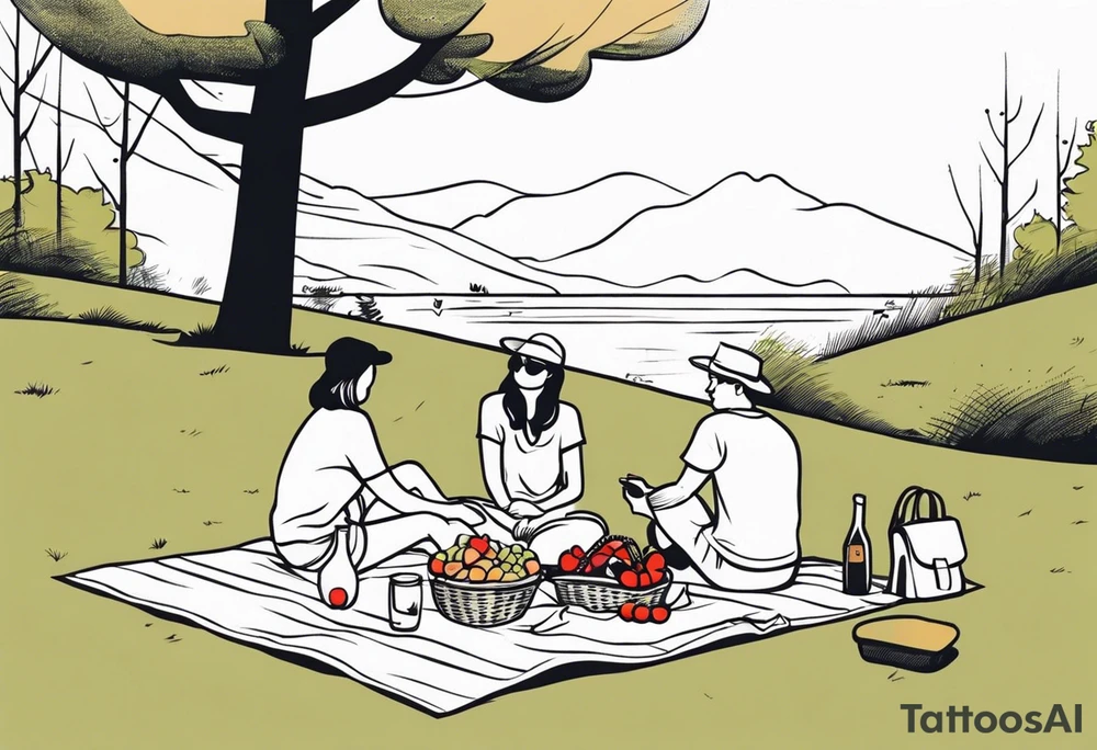 picnic scene in nature tattoo idea
