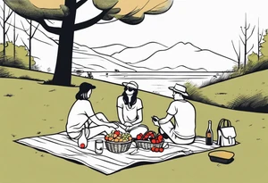 picnic scene in nature tattoo idea