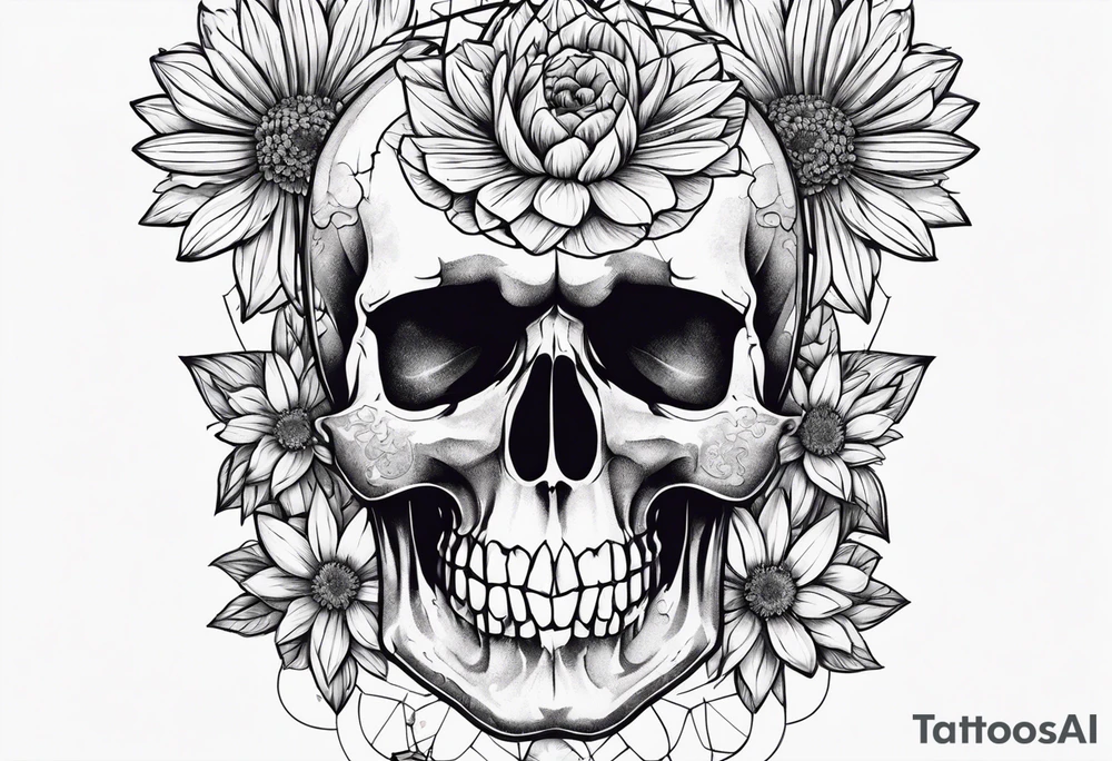 skull and aster tattoo idea