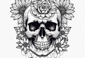 skull and aster tattoo idea