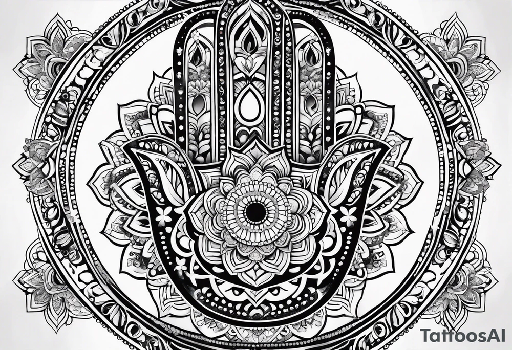 Hamsa hand, tree of life, infinity, chakras, lotus, mandala tattoo idea