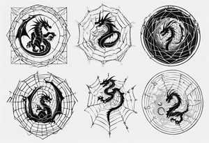 Dragon in a spiral spiderweb tattoo idea