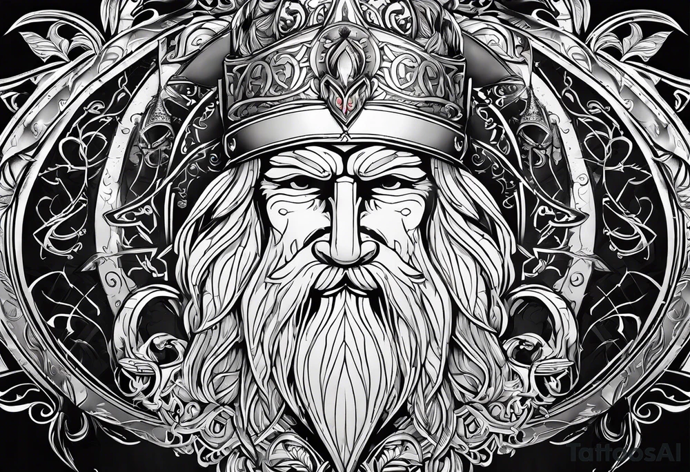 The name “odin” in script cursive writing and a dogs nose print at the end tattoo idea