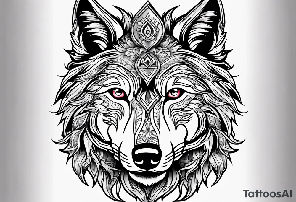Hundepfote mit Wolfsgesicht tattoo idea