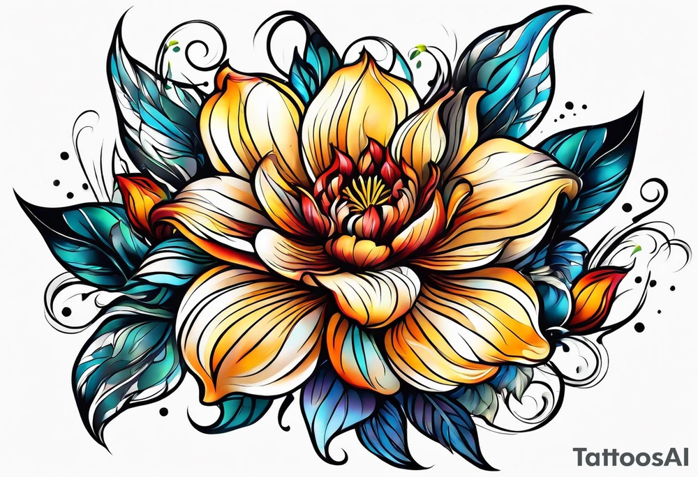 Flower fire for a male tattoo tattoo idea