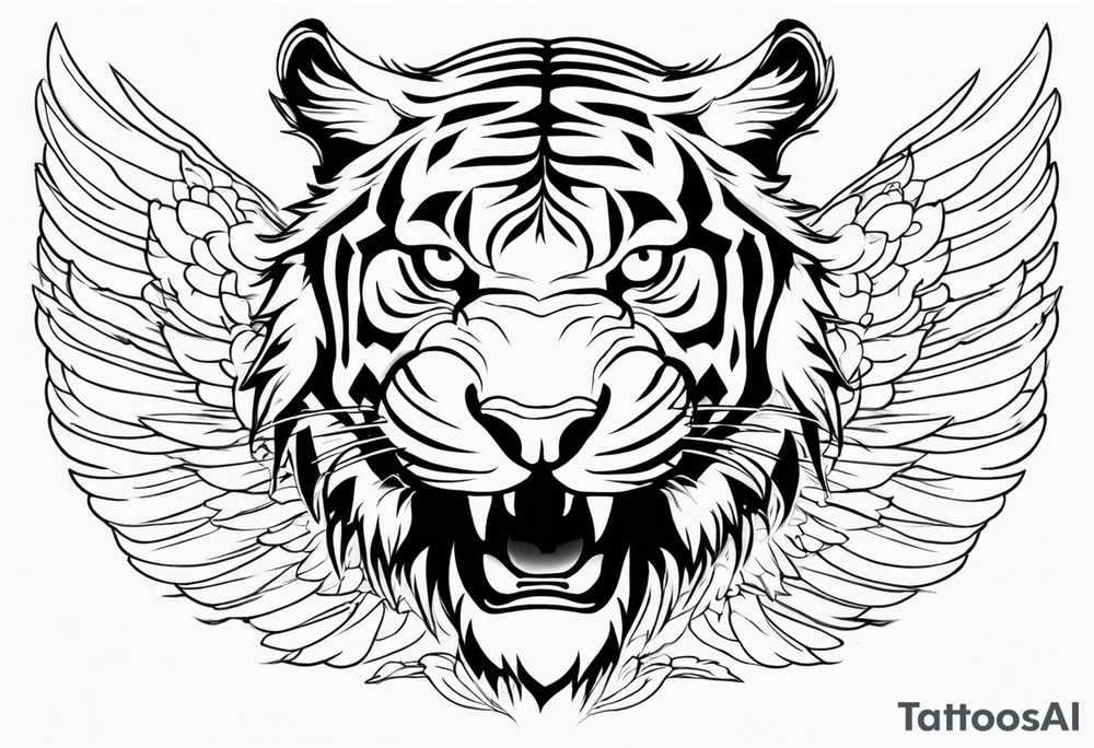Tiger with wings for memorial piece including remembrance of dead father tattoo idea