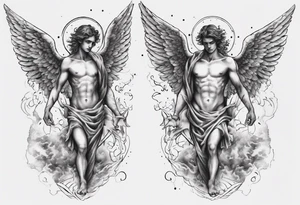 Two angels as brothers hidden in code tattoo idea