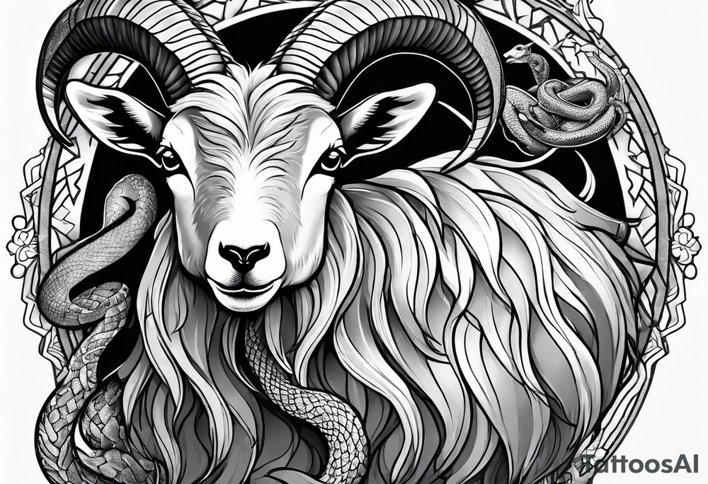 Goat combined with snake tattoo idea