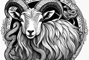 Goat combined with snake tattoo idea