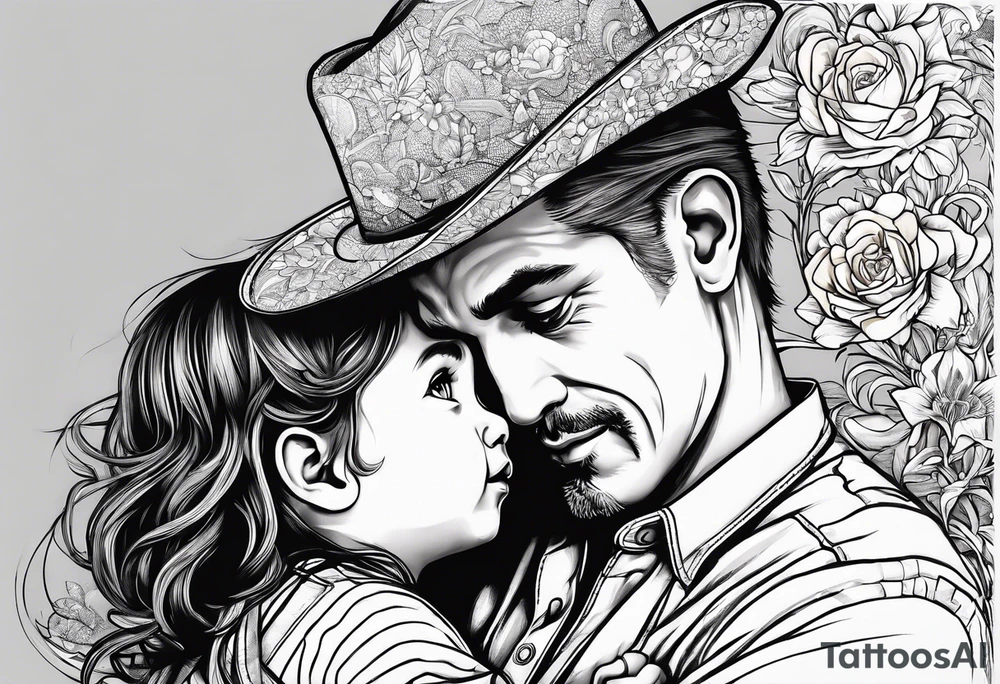 tall man holding little girl, in memory of Drew tattoo idea