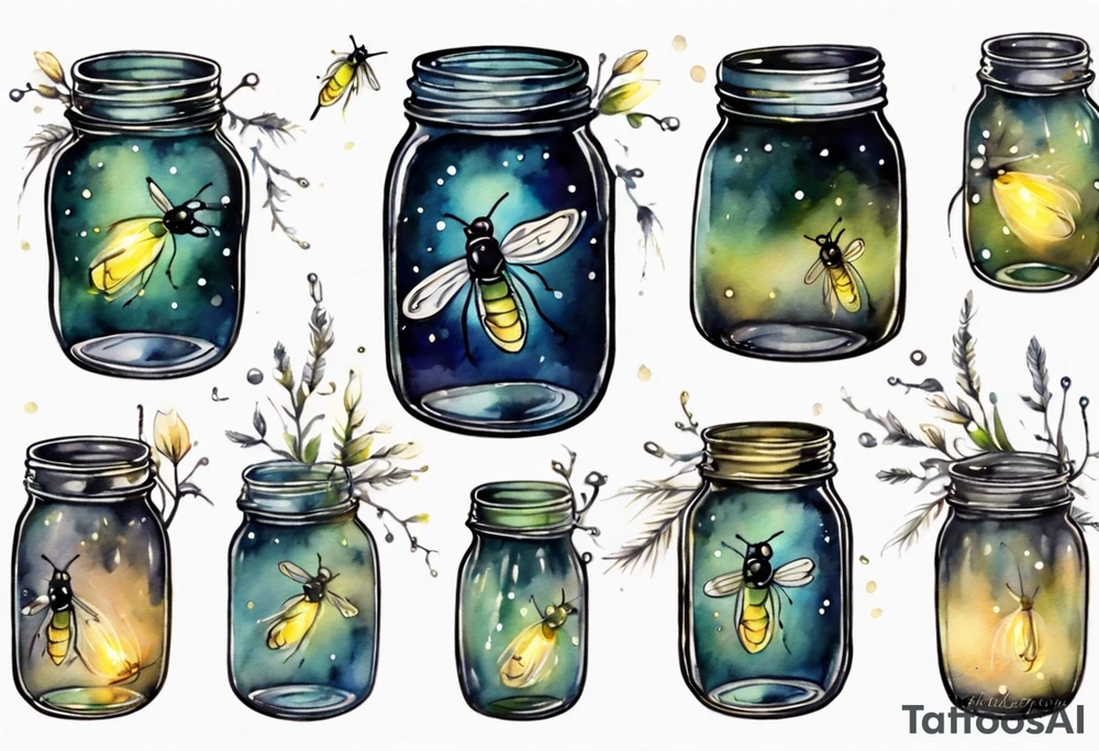 Fireflies coming out of a mason jar tattoo idea