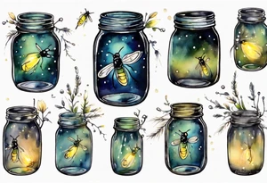 Fireflies coming out of a mason jar tattoo idea