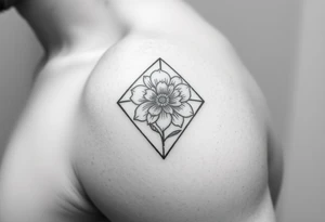 January December July birthday flower  inside a diamond tattoo idea