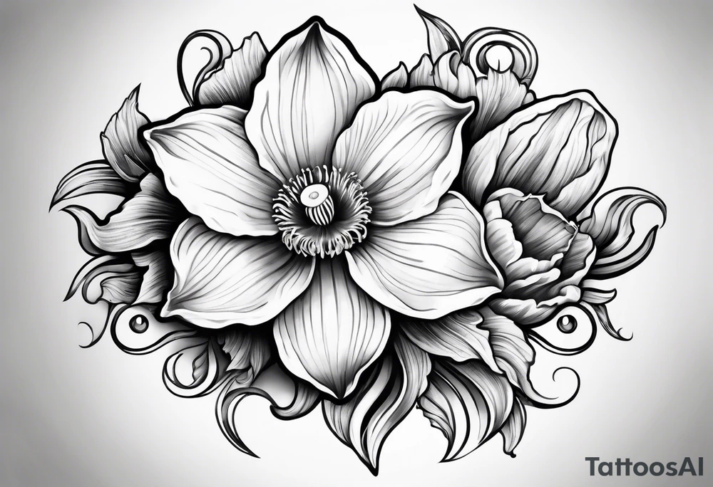 Daffodil birth flower chain tattoo idea