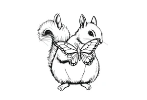 A Squirrel with a butterfly in hands tattoo idea