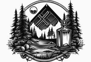 christian 
cross, campfire, golf , whiskey glass, cabin tattoo idea