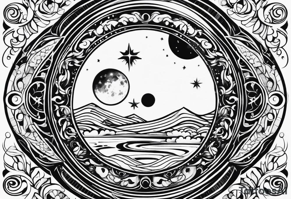 Moon and sun 2000 and 1976 tattoo idea