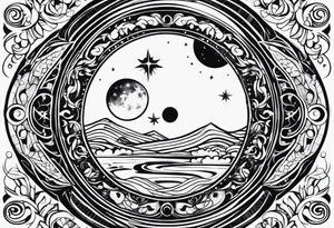 Moon and sun 2000 and 1976 tattoo idea