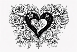 A black heart with the words Lucas and Margaret tattoo idea