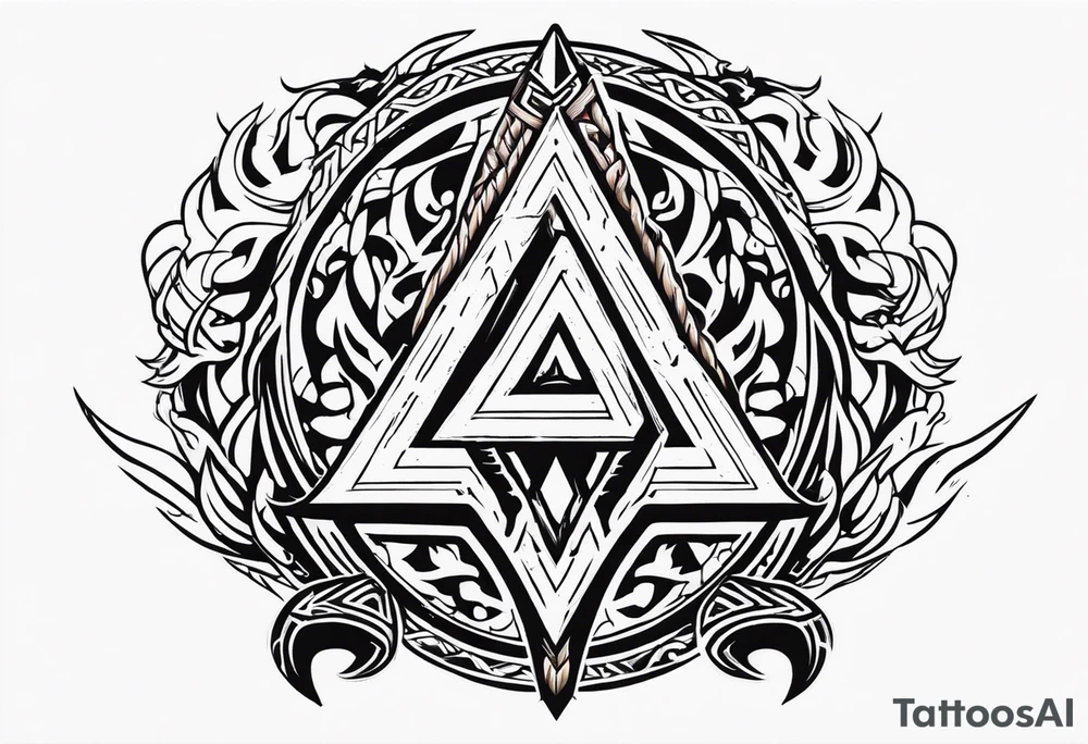 Valhalla sword shield dragon axe Valknut fire tattoo idea Valhalla sword shield dragon axe Valknut fire tattoo idea