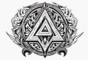 Valhalla sword shield dragon axe Valknut fire tattoo idea