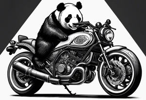 panda riding a motorcycle tattoo idea