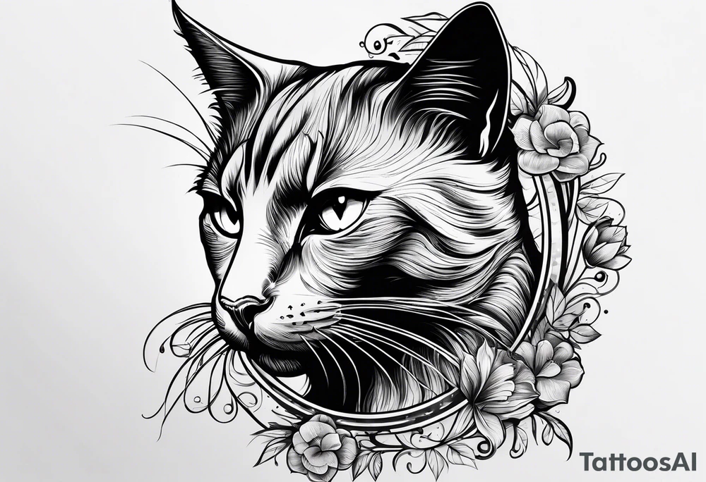 Black cat tattoo idea