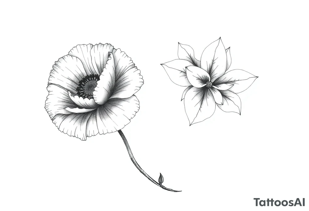 Poppy and Narcissus flowers on forearm tattoo idea