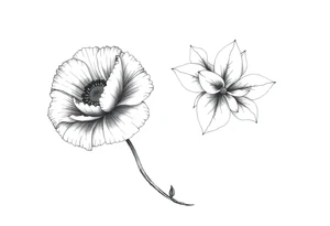 Poppy and Narcissus  flowers on forearm tattoo idea