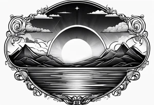 XXII VI MMXXI letters with a sunset background tattoo idea